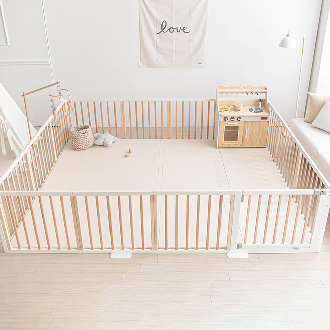 꿈비 올스타 원목 도어형 베이비룸 가드 세트, 마시멜로화이트