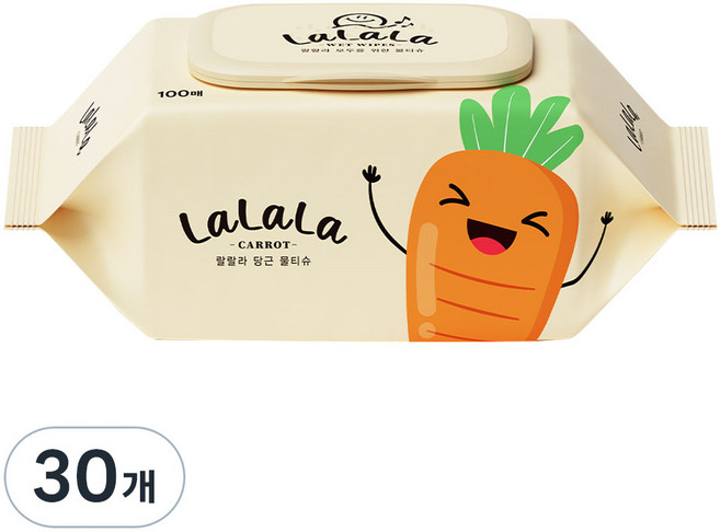 랄랄라 당근 물티슈, 50g, 100매, 30개
