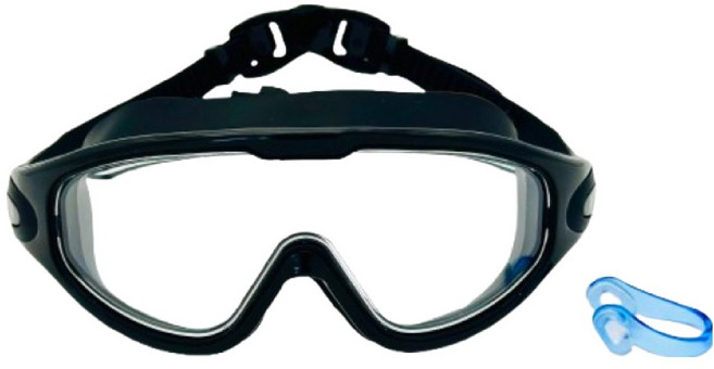 에어브릭 올인원 귀마개 일체형 와이드 뷰 고글수경+코마개, 블랙, 1개