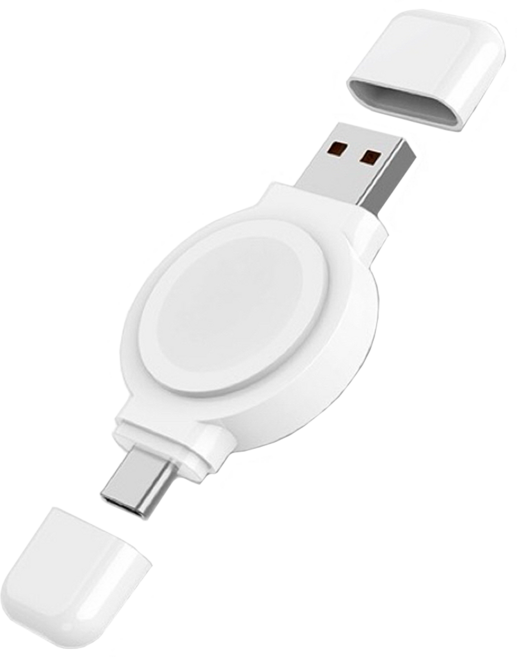PhotoFast 銀箭資訊 SPIN Charge 手錶磁吸無線疾速雙頭充 USB/USB-C, 白色, 1個