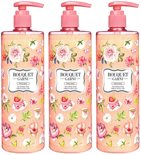부케가르니 스크럽 바디워시 화이트 머스크, 500ml, 3개