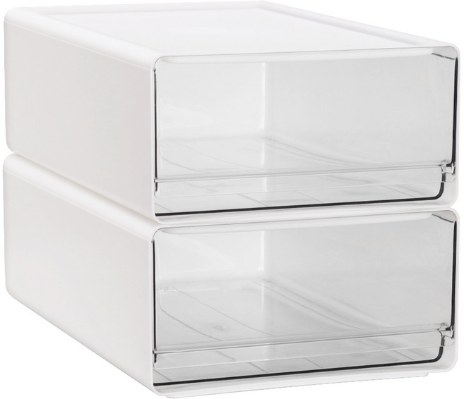 코멧 홈 투명창 서랍 다용도 펜트리 정리함, 화이트, 2개