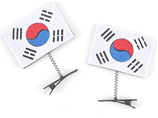 파티쇼 태극기 머리핀 2p, 혼합색상, 2세트