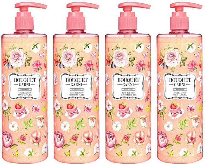 부케가르니 스크럽 바디워시 화이트 머스크, 500ml, 4개