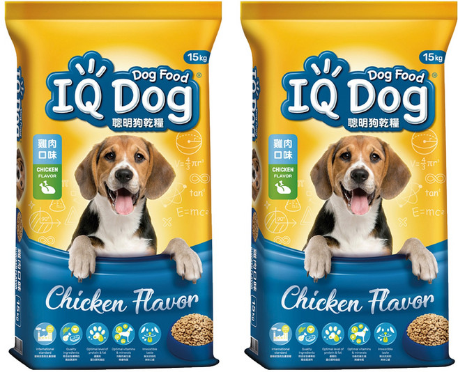 IQ Dog 聰明狗 成犬 乾糧, 雞肉口味, 15kg, 2袋