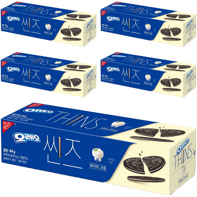 오레오 씬즈 화이트 크림, 84g, 5개