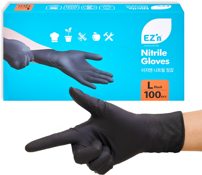 EZn이지엔 니트릴 장갑 3.5g 100p, 블랙, 대, 1개