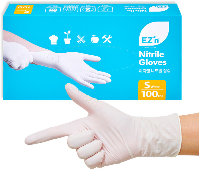 EZn이지엔 니트릴 장갑 3.5g 100p, 화이트, 소, 1개