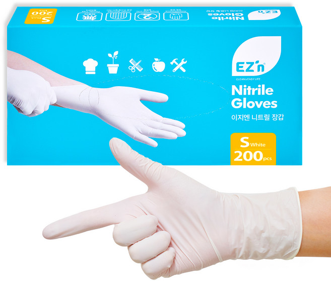 EZn이지엔 니트릴 장갑 3.5g 200p, 화이트, 소(S), 1개