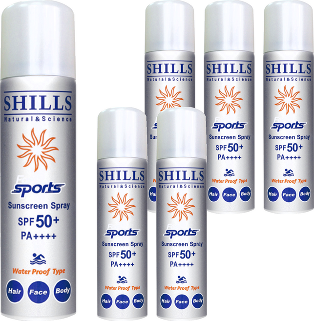 SHILLS 舒兒絲 很耐曬超清爽亮白防曬冰鎮噴霧 SPF50+ PA++++, 90g, 6瓶