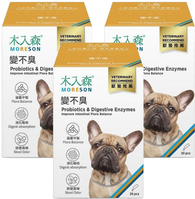 MORESON 木入森 犬寶變不臭 益生菌 30包, 60g, 3盒