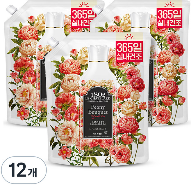 르샤트라1802 인퓨전 초고농축 섬유유연제 피오니부케향 리필, 2L, 12개