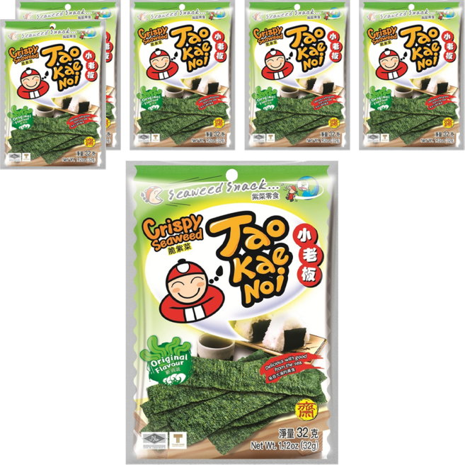 TAO KAE NOI 小老板 厚片海苔 原味, 32g, 6包