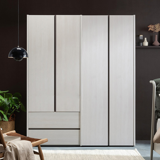 리바트 토피 1600 옷장 일반도어 2단 서랍형 + 행거형 A 세트 방문설치, 화이트오크