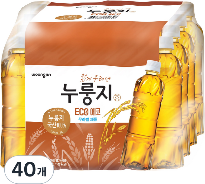 웅진 맑게 우려낸 누룽지차 에코, 500ml, 40개