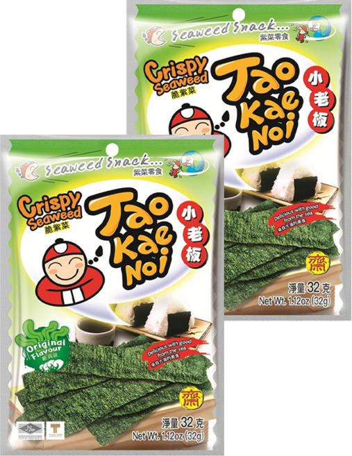 TAO KAE NOI 小老板 厚片海苔 原味, 32g, 2包