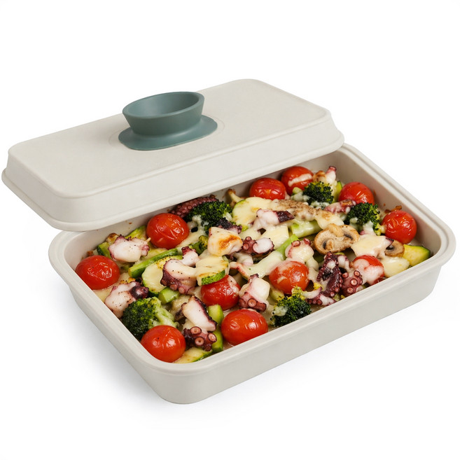 인콕 실리콘 전자레인지 오븐 용기 + 뚜껑, 올리브그린, 1세트