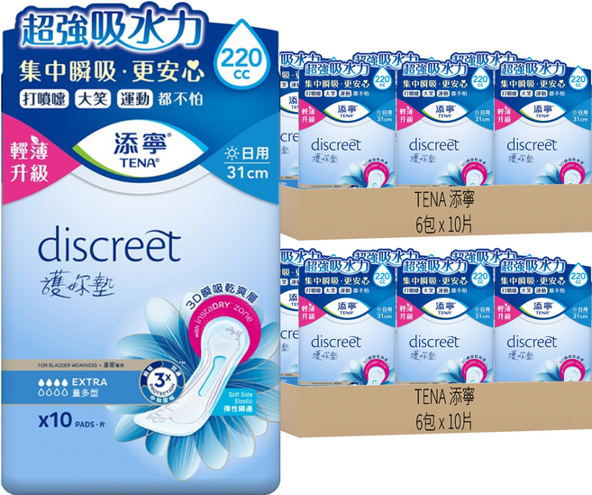 TENA 添寧 護妳墊, 量多型 31cm, 10片, 12包