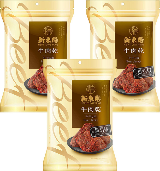新東陽 牛肉乾 黑胡椒, 210g, 3包