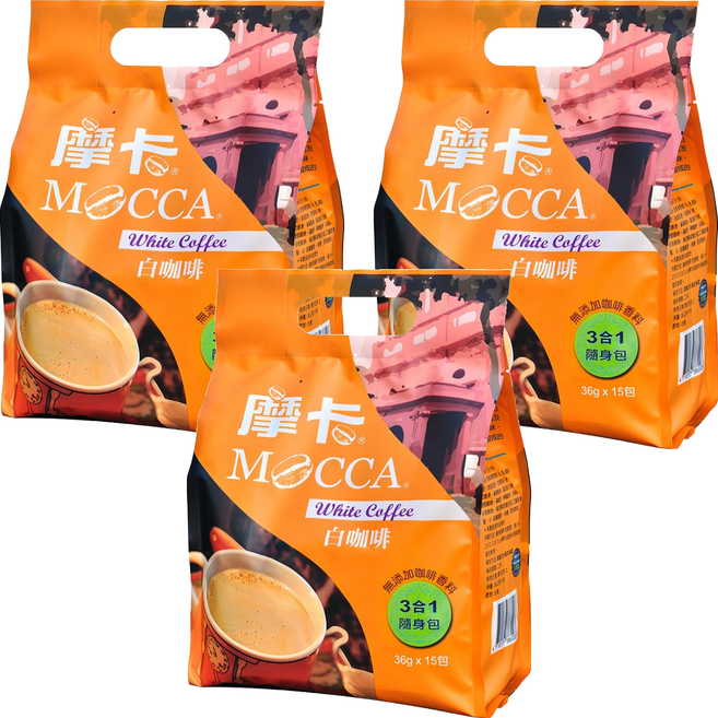MOCCA 摩卡 三合一白咖啡, 36g, 15條, 3袋