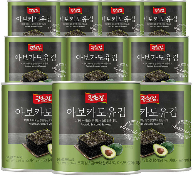 광천김 아보카도유김 캔김, 30g, 10개