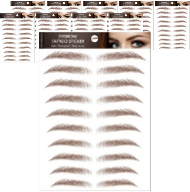 눈썹 타투 스티커, B02브라운, 10개