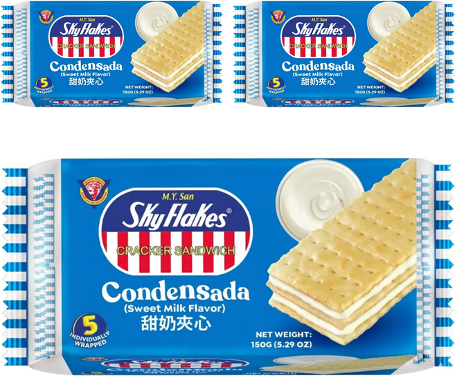 SkyFlakes 空中霸王甜奶夾心餅乾, 150g, 3袋