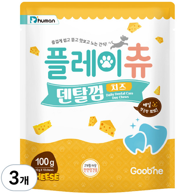 듀먼 강아지 플레이츄 덴탈껌 10p, 치즈, 100g, 3개