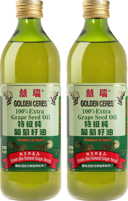 BIOES 囍瑞 特級100%純葡萄籽油, 1L, 2瓶