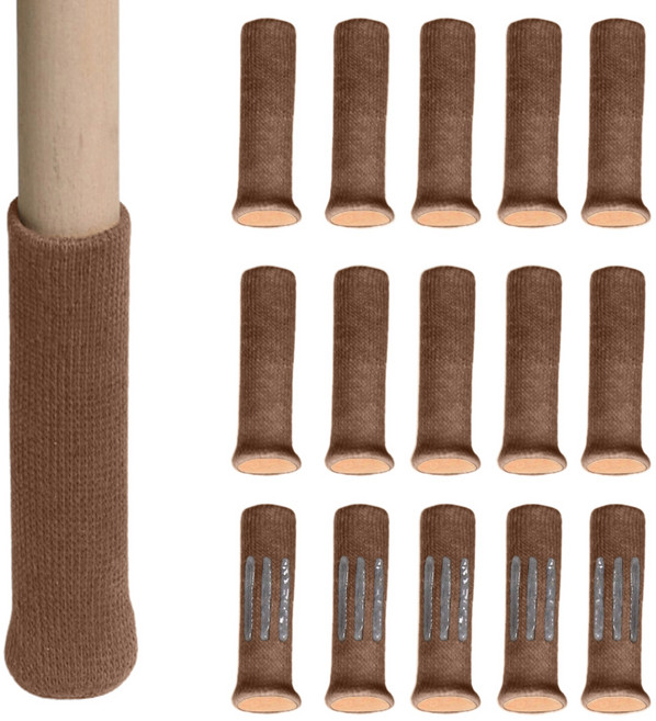 써뉴즈 홈 의자 소음 미끄럼방지 발커버, 브라운, 16개