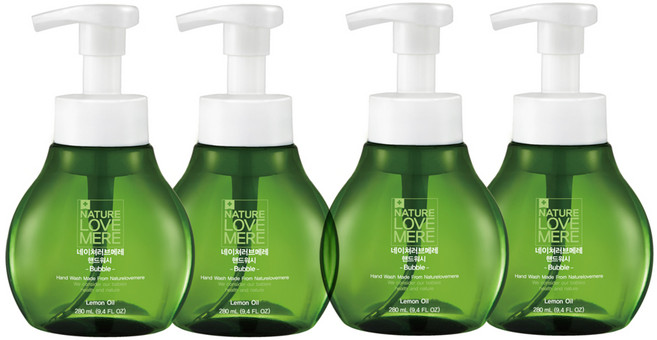 네이쳐러브메레 아기 핸드워시 거품 용기, 레몬향, 280ml, 4개