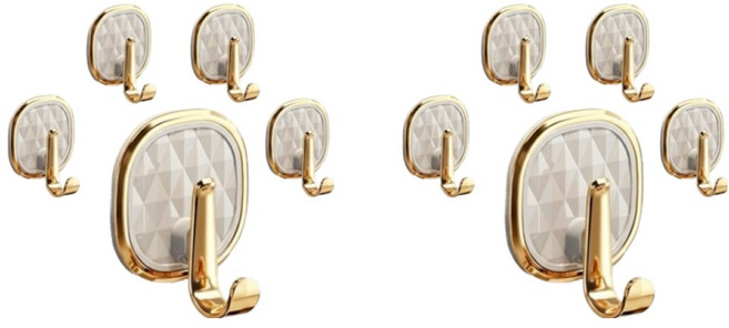 벨로나이트 욕실 화장실 주방 거실 문뒤 골드 테두리 수건후크 세트, 그레이, 10개