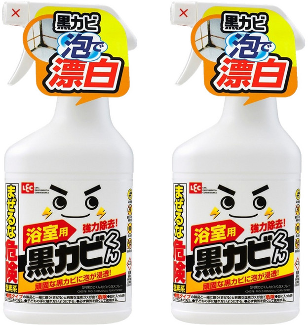 LEC 激落君 黑霉君強力除霉泡泡噴劑 濃密泡沫 強效去除頑固黑霉 深層浸透 包覆髒污分解色素 氯系清潔劑 達到漂白效果, 400ml, 2瓶