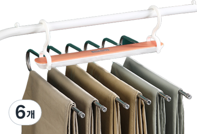 메종디망쉬 논슬립 6p 멀티 바지걸이, 핑크, 6개