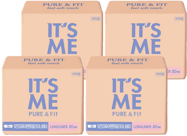 잇츠미 퓨어앤핏 팬티라이너, 롱, 20개입, 4개