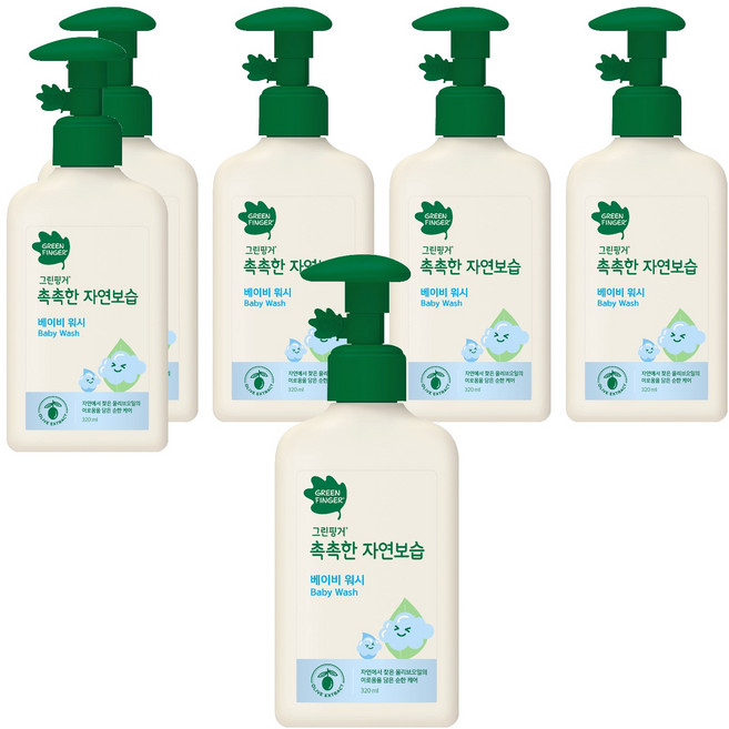 그린핑거 촉촉한 자연보습 베이비 워시, 320ml, 6개