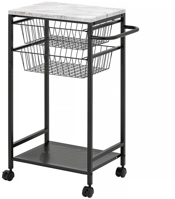 ikloo 宜酷屋 多功能三層手扶活動餐車 49 x 31.5 x 76cm, 黑色, 3層