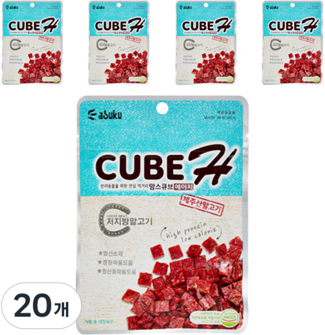 맘스큐브 반려동물 H 육포, 말고기, 60g, 20개