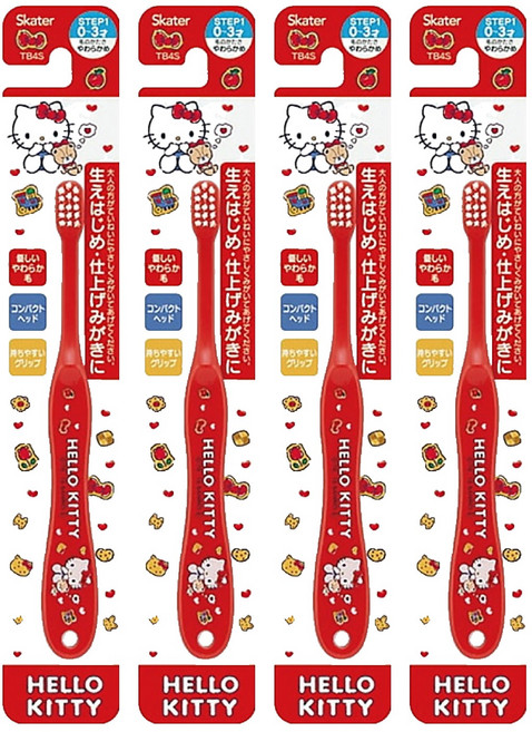 Skater 牙刷 0~3歲, Hello Kitty, 4支, 1入