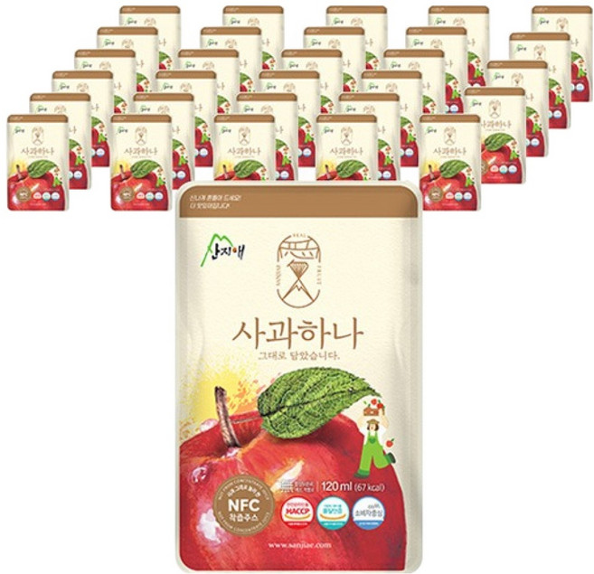산지애 사과주스, 120ml, 30개
