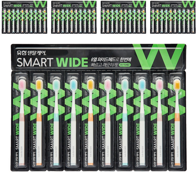 유한덴탈케어 스마트와이드 칫솔 2단미세모, 10개입, 5개