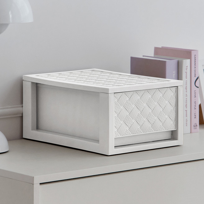 까사마루 적층식 서랍장, 화이트, 1단