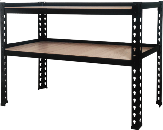 KI WISH 居家生活 黑色角鋼 免螺絲 高度可調整 雙面木紋可替換 單層平均荷重60公斤, 2層