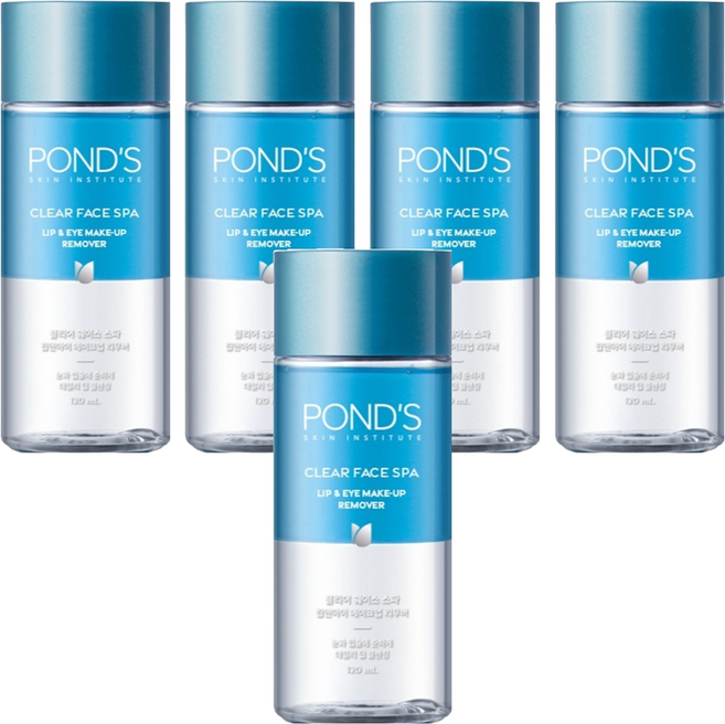 폰즈 클리어 훼이스 스파 립 앤 아이 메이크업 리무버, 120ml, 5개