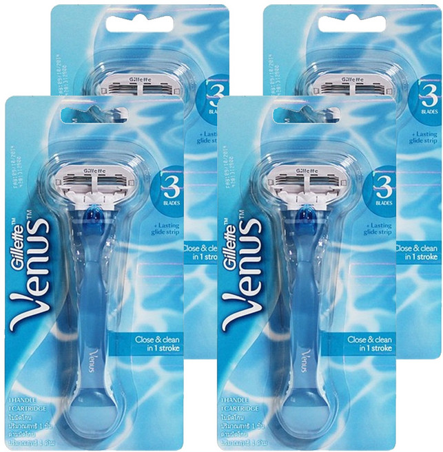 질레트 비너스 블루 면도기 여성용면도기, 1개입, 4개