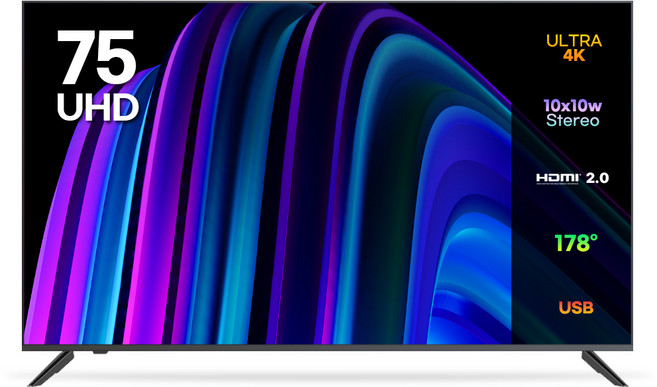 이노스 4K UHD HDR10 제로 베젤 TV, 190cm(75인치), E7500UHD, 무타공 벽걸이형(추가비용발생), 방문설치