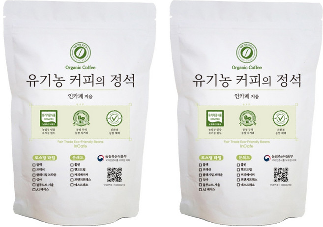 Incafe 有機咖啡經典 有機新鮮咖啡豆, 全豆(未研磨), 200g, 2個