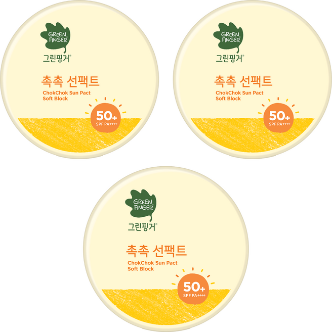 그린핑거 촉촉선팩트 소프트블록 SPF50+ PA++++, 16g, 3개