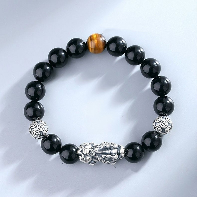 붓다베스트 남성용 흑요석 호안석 비휴 팔찌