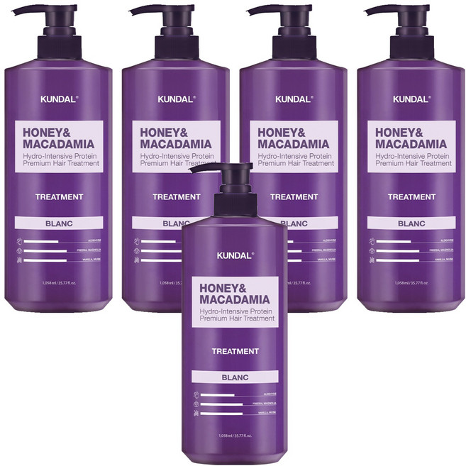 쿤달 허니 앤 마카다미아 헤어 트리트먼트 블랑향, 1.058L, 5개